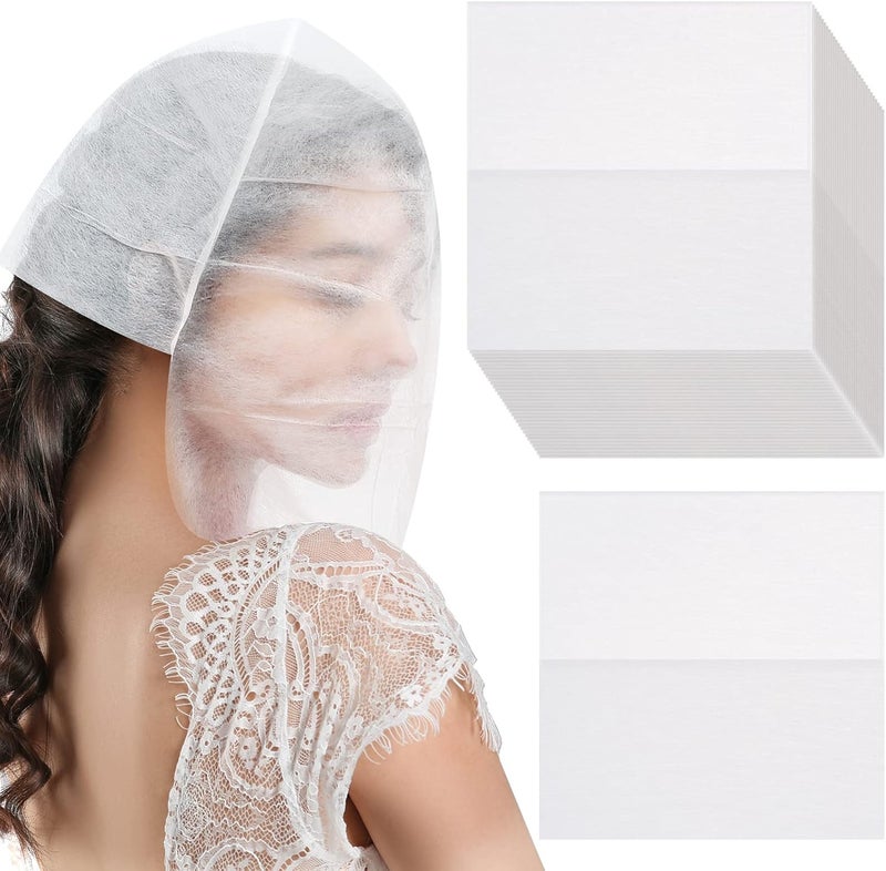 Tegeme 150 Pieces Face Makeup Protector Hood Disposable Cosmetic Mask Beauty Makeup and Clothing Dress Protector Face Mask for Women - Image 1